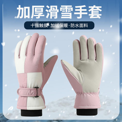 冬季滑雪手套男女加厚防水触屏加绒户外骑行电动车防风防寒保暖手套 商品图0