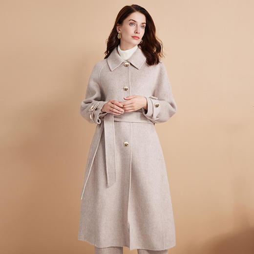 EITIE爱特爱冬季新款修身a版显瘦通勤100%绵羊毛高级时尚毛呢大衣D2414409 商品图4
