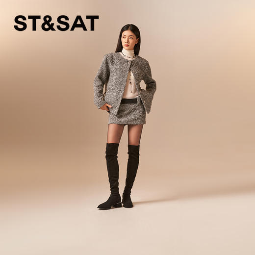 星期六优雅气质时尚过膝长筒弹力靴SSC4117C17 商品图2