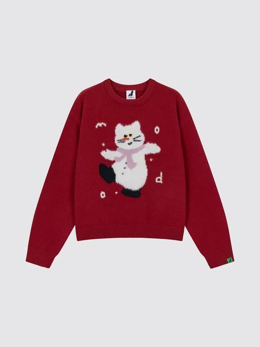 Mood Like Me/MMY2417/雪人猫猫仿貂毛提花宽松圆领毛衣 商品图3