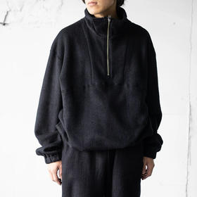 YOKE SILK FREECE PULLOVER 日本尾州限定丝绸法兰绒半拉链针织衫