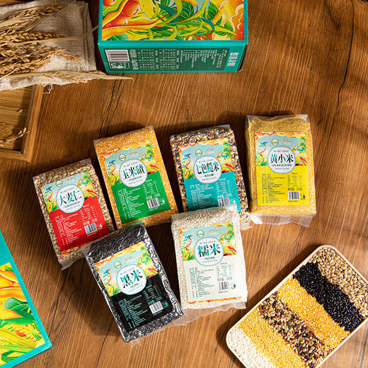 「29.9到手！五谷礼盒装」鹤来香悠选五谷杂粮礼盒250g*6袋 黄小米黑米糯米大麦仁七色糙米粮油米面 商品图2