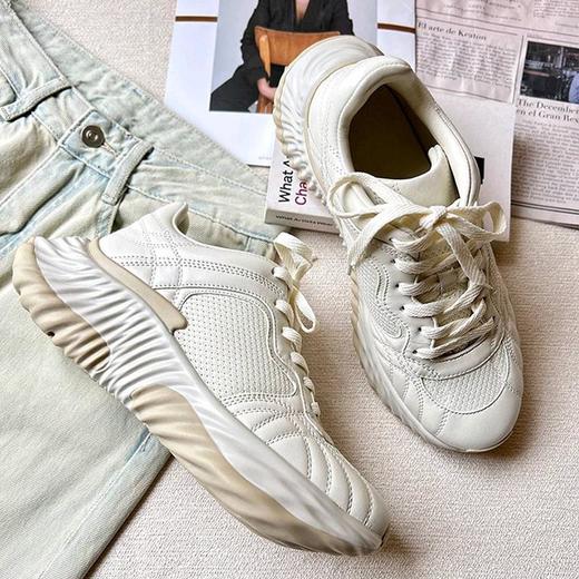 【顺丰包邮】34954 洛诗琳秋季新款时尚羊皮波浪老爹鞋女 商品图1