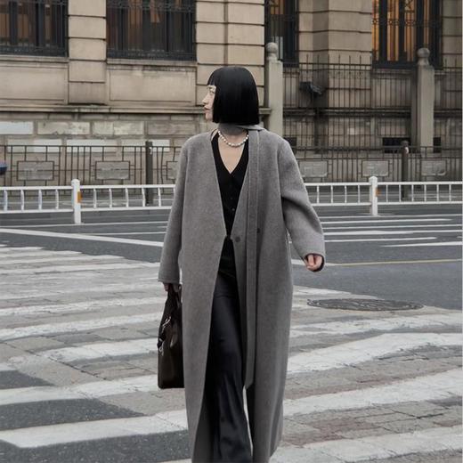 【顺丰包邮】40137 洛诗琳秋冬新款设计感绑带骆驼绒长款毛呢大衣0601 商品图2