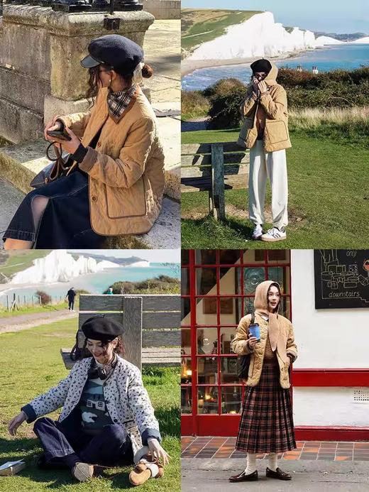 浮生八记/24D166/可拆耳朵针织帽绗缝花朵棉衣 商品图4