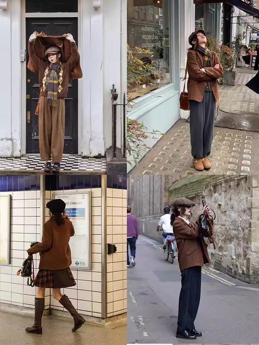 浮生八记/24D147/复古全羊毛色织混纺立裁拼色麂皮绒西装 商品图1