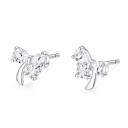 卡蒂罗/KADER 在逃公主蝴蝶结耳钉 梦幻少女结轻奢小巧甜美气质高级感耳饰 镶嵌闪锆元气少女可爱配饰 925银 商品图1