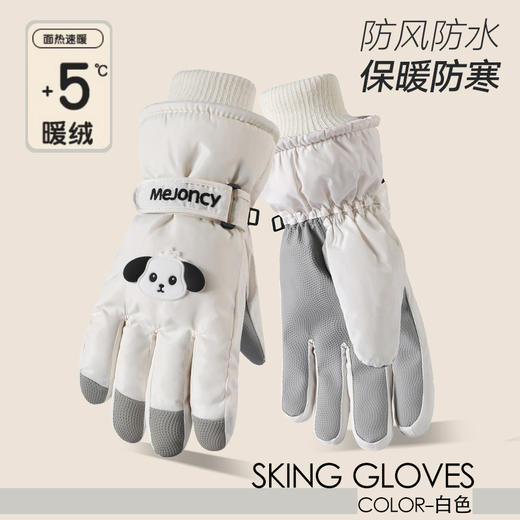 秋冬新款女生滑雪手套加厚绒棉骑电车防风保暖卡通可爱触屏 商品图0
