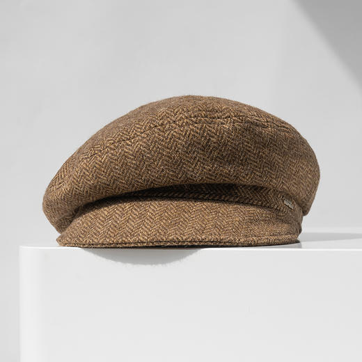 BY357复古英伦风人字纹鸭舌帽百搭羊毛报童帽冬季老钱风帽子24RJ011 商品图3