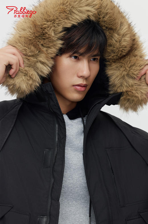 赤兔嗨购工装棉服情侣2024冬季新款爆款韩系羽绒棉袄大毛领派克服 商品图4