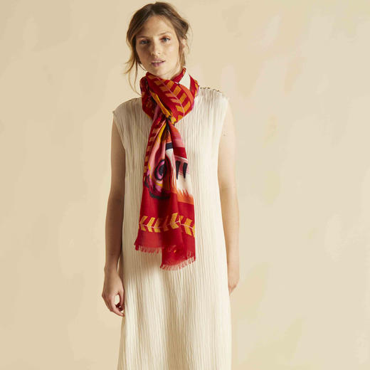 北京仓｜Inoui Editions-SCARF 70-TOUCAN-红色 巨嘴鸟 长披肩［法国设计师］ 商品图0