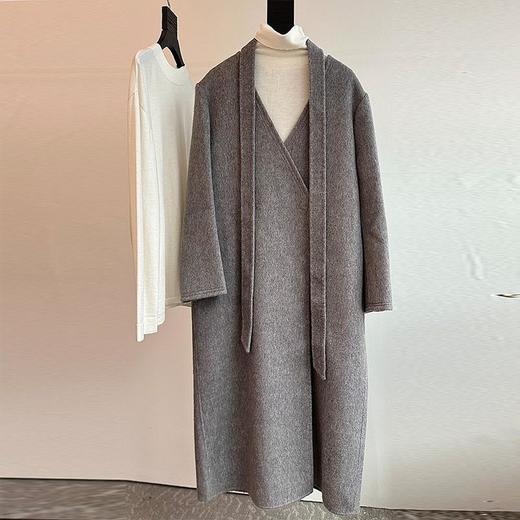 【顺丰包邮】40137 洛诗琳秋冬新款设计感绑带骆驼绒长款毛呢大衣0601 商品图3