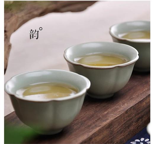 【汝窑花瓣杯/六方杯】中式汝窑茶杯功夫茶具家用主人杯品茗杯 商品图2