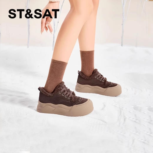 星期六时尚百搭舒适保暖厚底加绒毛毛鞋SSC411DCJ4 商品图0