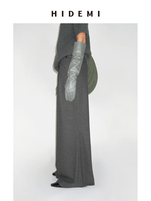 HIDEMI【江疏影同款】进口绵羊毛保暖厚款双压褶垂顺感超模阔腿裤长裤 黑色|深灰色 商品图4