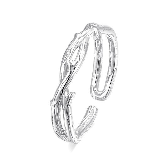 卡蒂罗/KADER 足银999 玫瑰密语情侣对戒 荆棘玫瑰简约复古开口可调节纯银素圈一对 浪漫精致恋爱告白钟爱久久 商品图1