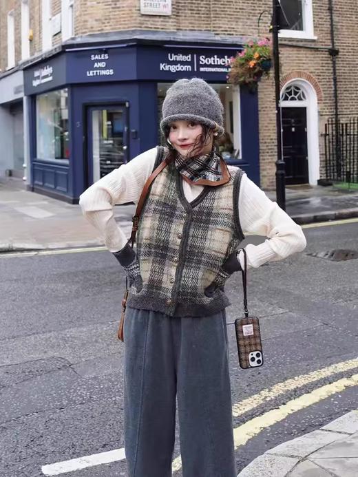 浮生八记/24D163/英伦复古羊毛双层自制格型格纹提花马甲背心 商品图0