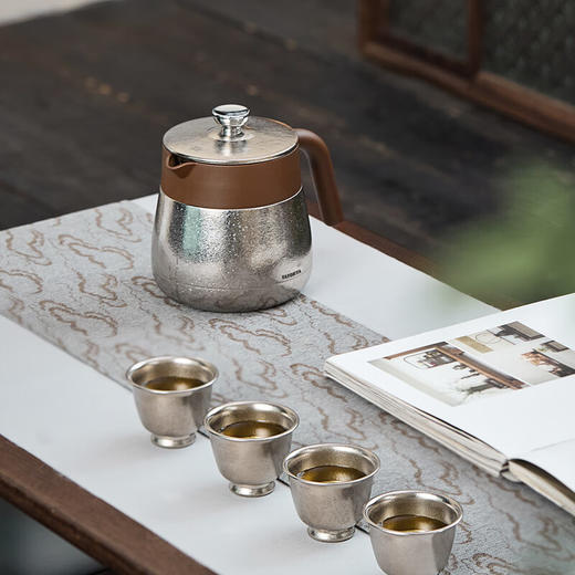 【6F】多样屋（TAYOHYA）钛雅集茶具套装高档礼物客厅欧式一壶四杯带茶隔 钛银 5头 商品图3