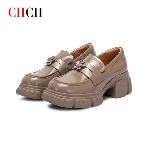 CHCH平衡鞋乐福鞋秋冬新品专柜同款厚底增高百搭时尚女单鞋超轻底CO2B5231 商品图0