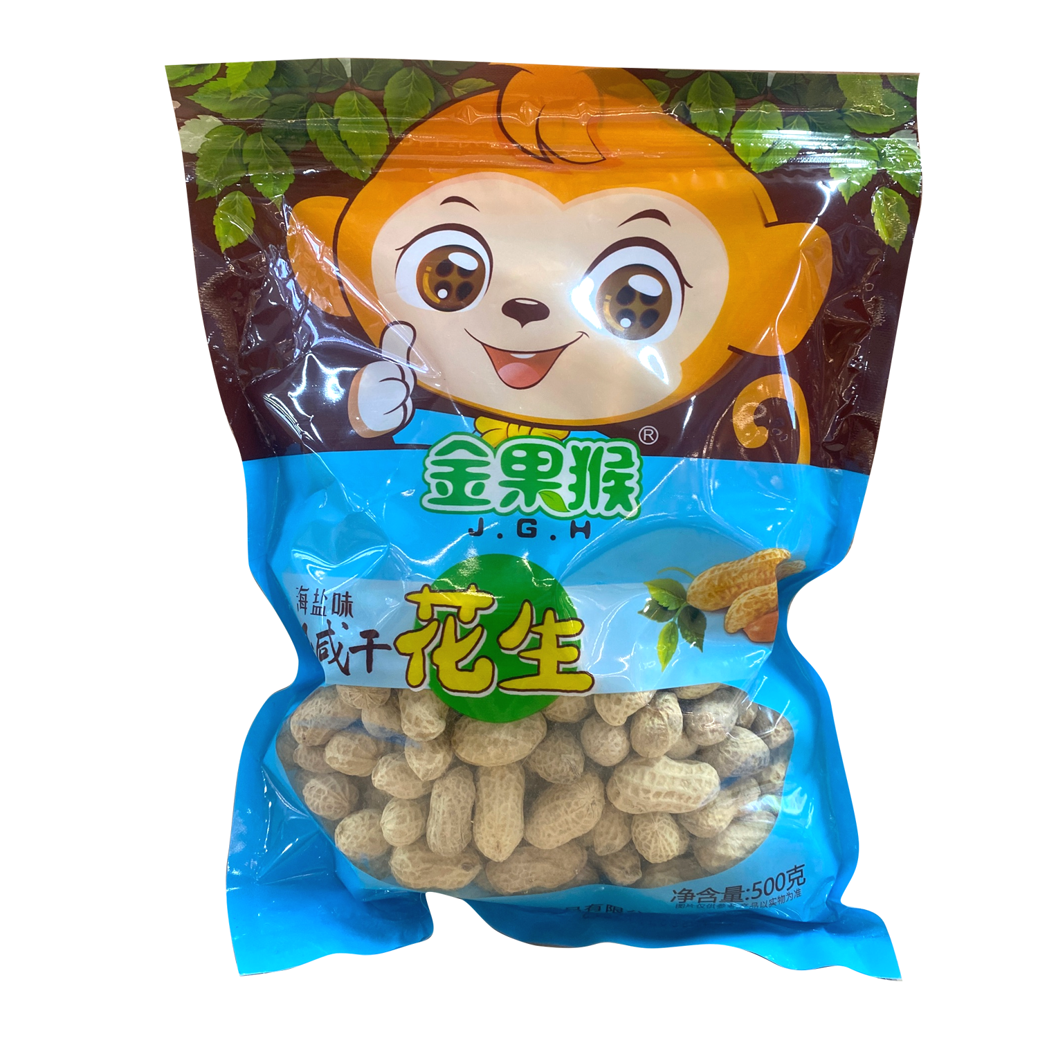 金果猴海盐味白玉咸干花生500克