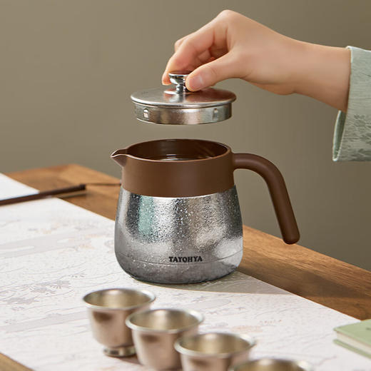【6F】多样屋（TAYOHYA）钛雅集茶具套装高档礼物客厅欧式一壶四杯带茶隔 钛银 5头 商品图4