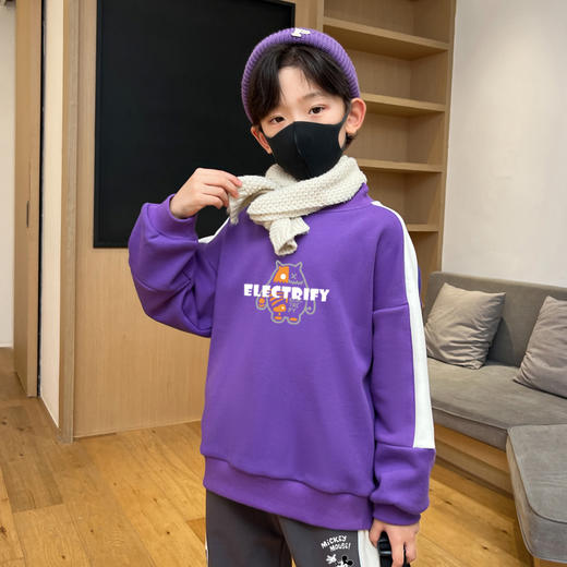 男童加绒加厚卫衣冬季2024新款男大童上衣秋冬款儿童保暖衣服冬装 商品图2