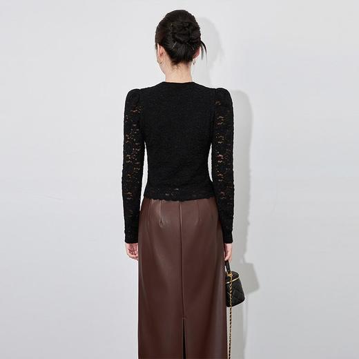 【高货wl】全新升级【铂金会员146/天猫189/差价43】(02557) 洛诗琳新款气质修身打底衫镂空蕾丝花边V领长袖针织衫 商品图2