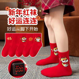 【本命年红袜子】儿童秋冬本命蛇年中筒袜 新年好运袜 男孩女童宝宝袜子