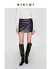 HIDEMI 极简中低腰显瘦拼接立体剪裁不规则拼接设计感短裙半身裙皮裙 商品缩略图2