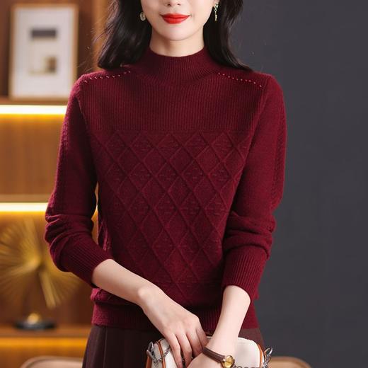 CC-89-3802秋冬季新款简约百搭设计感羊毛半高领纯色毛衣内搭叠穿上衣 商品图0