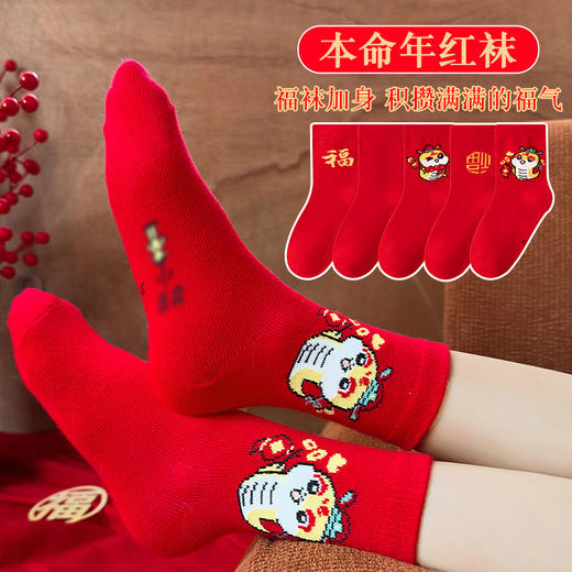 【本命年红袜子】儿童秋冬本命蛇年中筒袜 新年好运袜 男孩女童宝宝袜子 商品图3