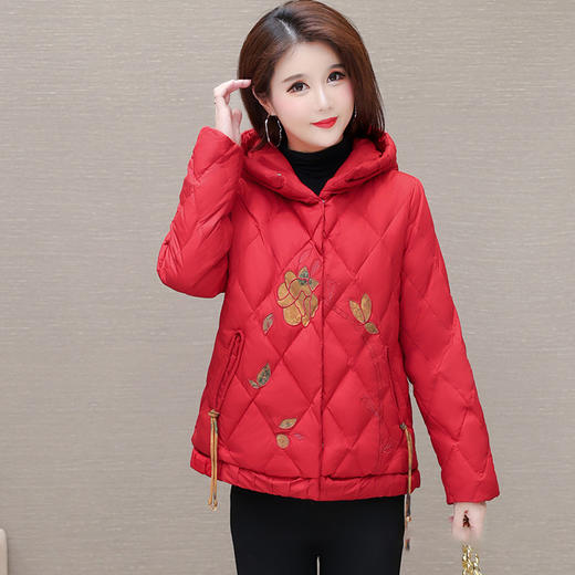 QYM-LRX-12172488B05 -Y大码连帽羽绒服时尚新款印花羽绒服外穿短款休闲保暖外套 商品图0