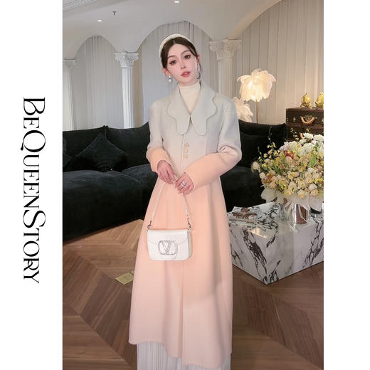 余潇潇【落日香风】轻奢时尚木耳边收腰显瘦长款毛呢外套秋冬款女 商品图4