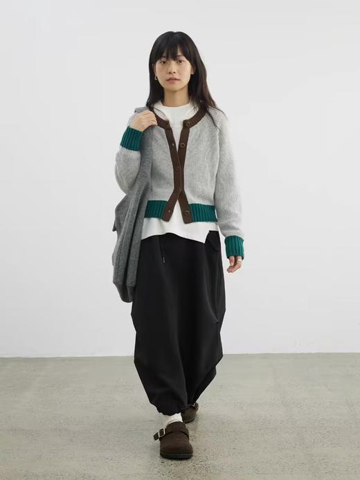 步履不停/4D13231C/复古拼色圆领短款针织开衫毛衣 商品图2