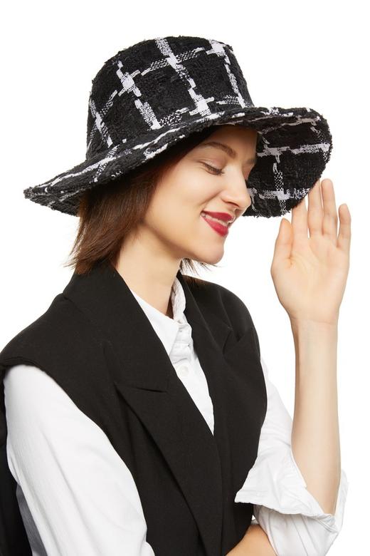 EIGHTH AVENUE 黑白编织格纹渔夫帽 8403 商品图0