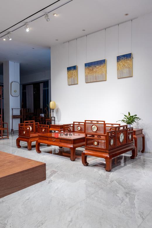 红桥红  家具严选  缅甸花梨（大果紫檀）【嵌云石 梳背沙发 123六件套】 商品图2