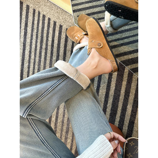 梨型身材福音！2024浅蓝色加厚绒哈伦牛仔裤女宽松慵懒显瘦奶奶裤! 商品图3