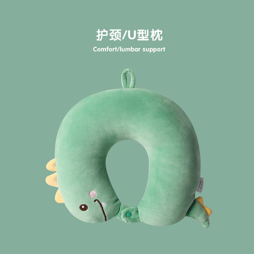 【汽车头枕/腰靠，出场即是焦点~】卡通汽车头枕 可爱恐龙座椅靠垫 车用护颈枕脖靠腰靠套装 办公佩戴 放松颈椎-QQ 商品图6