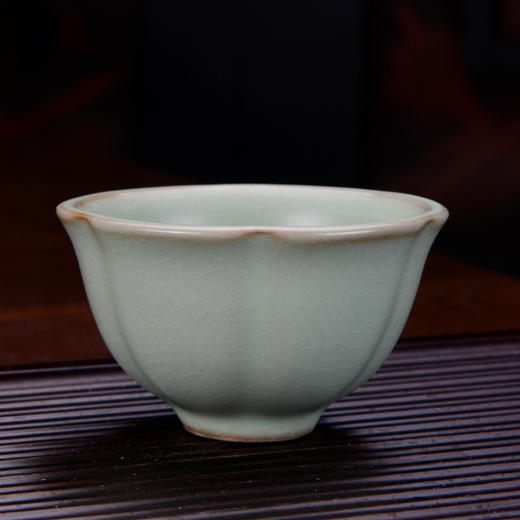 【汝窑花瓣杯/六方杯】中式汝窑茶杯功夫茶具家用主人杯品茗杯 商品图6