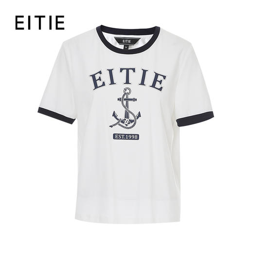 EITIE爱特爱夏季新款时尚百搭舒适圆领印花T恤女7802502 商品图5