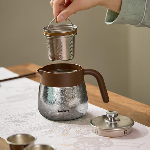 【6F】多样屋（TAYOHYA）钛雅集茶具套装高档礼物客厅欧式一壶四杯带茶隔 钛银 5头 商品图5