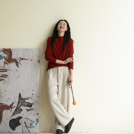 牧衣游原创 羊绒羊毛混织打底毛衣女保暖舒适可外穿百搭上衣 霁白 商品图2