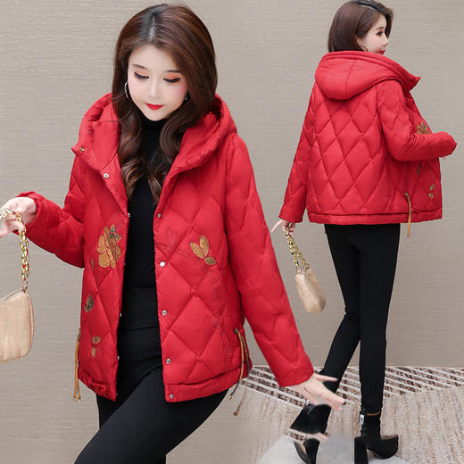 QYM-LRX-12172488B05 -Y大码连帽羽绒服时尚新款印花羽绒服外穿短款休闲保暖外套 商品图2