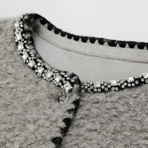 PH107斯尔丽2024冬季新款小香风皮毛一体圆领防风保暖优雅仿绵羊毛外套 商品图4