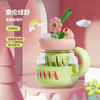 【6F】多样屋可可猫玻璃杯水杯茶杯茶水分离男女早餐杯果汁杯子吸管杯产妇孕妇 花朵转转玻璃桌面杯 商品缩略图0