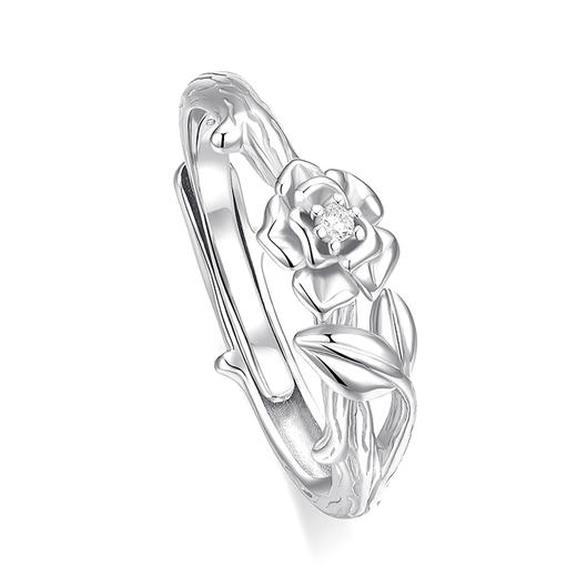 卡蒂罗/KADER 足银999 玫瑰密语情侣对戒 荆棘玫瑰简约复古开口可调节纯银素圈一对 浪漫精致恋爱告白钟爱久久 商品图2