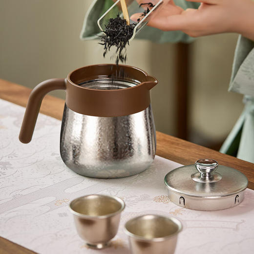 【6F】多样屋（TAYOHYA）钛雅集茶具套装高档礼物客厅欧式一壶四杯带茶隔 钛银 5头 商品图6