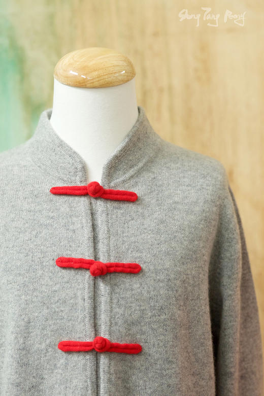 盛唐牡丹| 针织羊绒对襟盘扣儿童外套(10岁)-红灰可选 商品图11