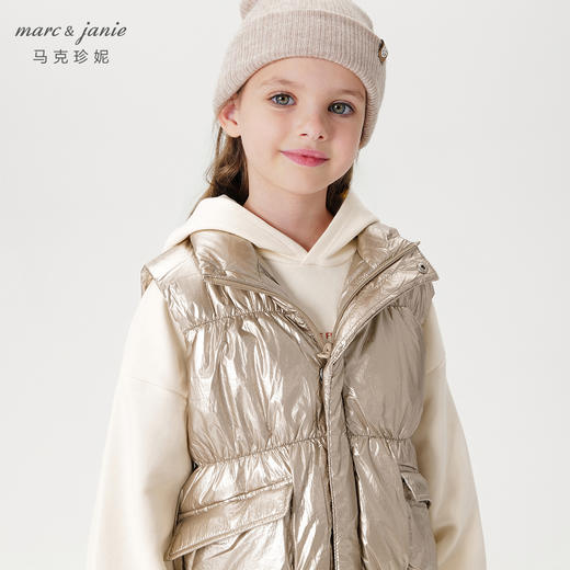 马克珍妮冬装新款 女童金属色立领羽绒马甲221657 商品图3