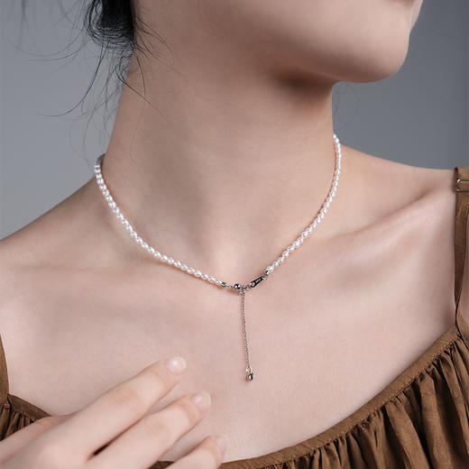 【戴拉】淡水珍珠项链3-4mm米型珠项链YX4435008 商品图2